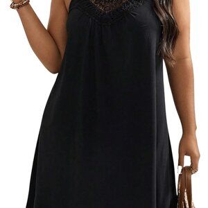 Women's Plus Size Boho Lace Halter Short Dress Summer Sleeveless Skirt